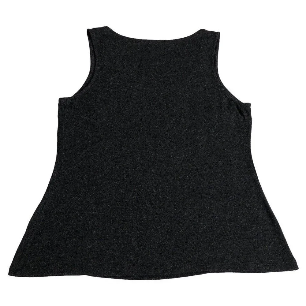 Alberto Makali Top Womens Large Heather Black Sequins Soft Stretch Knit Tank - Picture 6 of 11